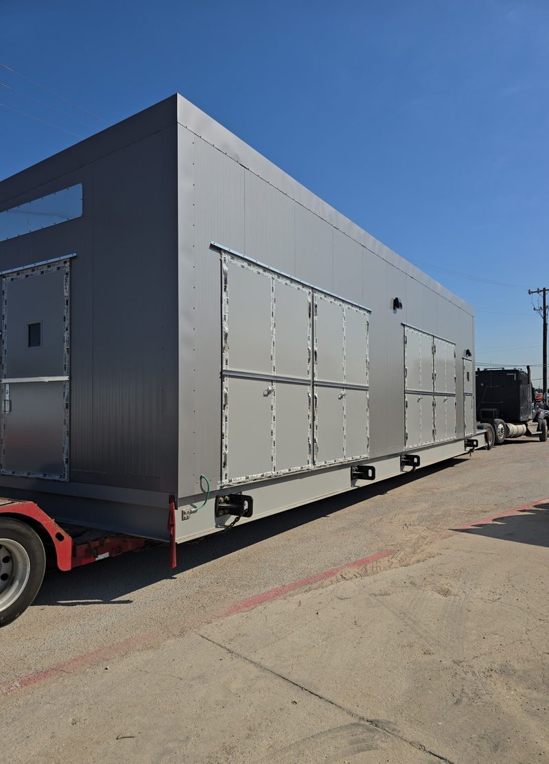Side of the long data center cooler module riding on the stretch RGN